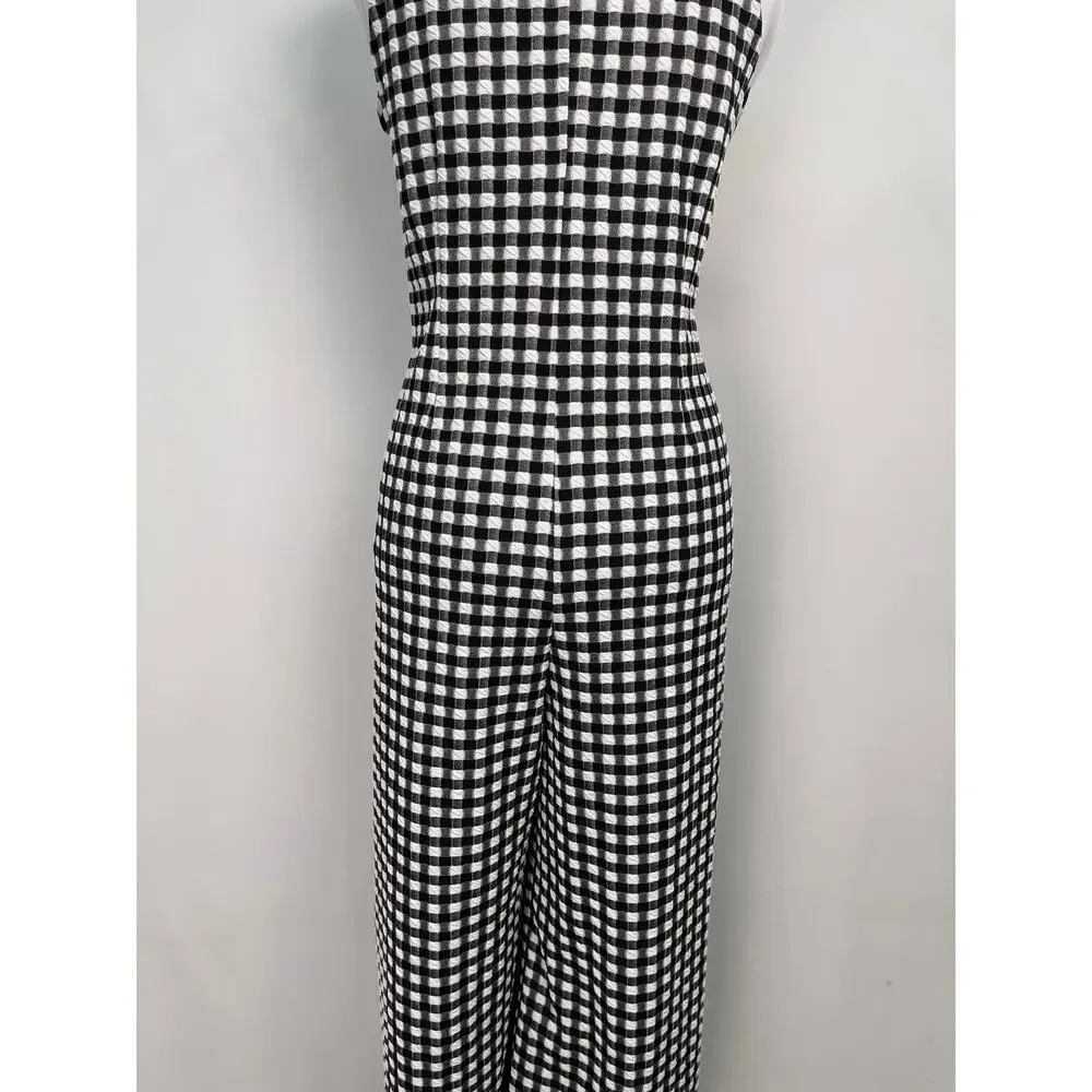 Maeve Anthropologie Black & White Gingham Check Jumpsuit Size M - Picture 6 of 11